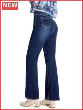 Petite Women's Stretch Flare Jeans High Waisted Bootcut Denim Pants